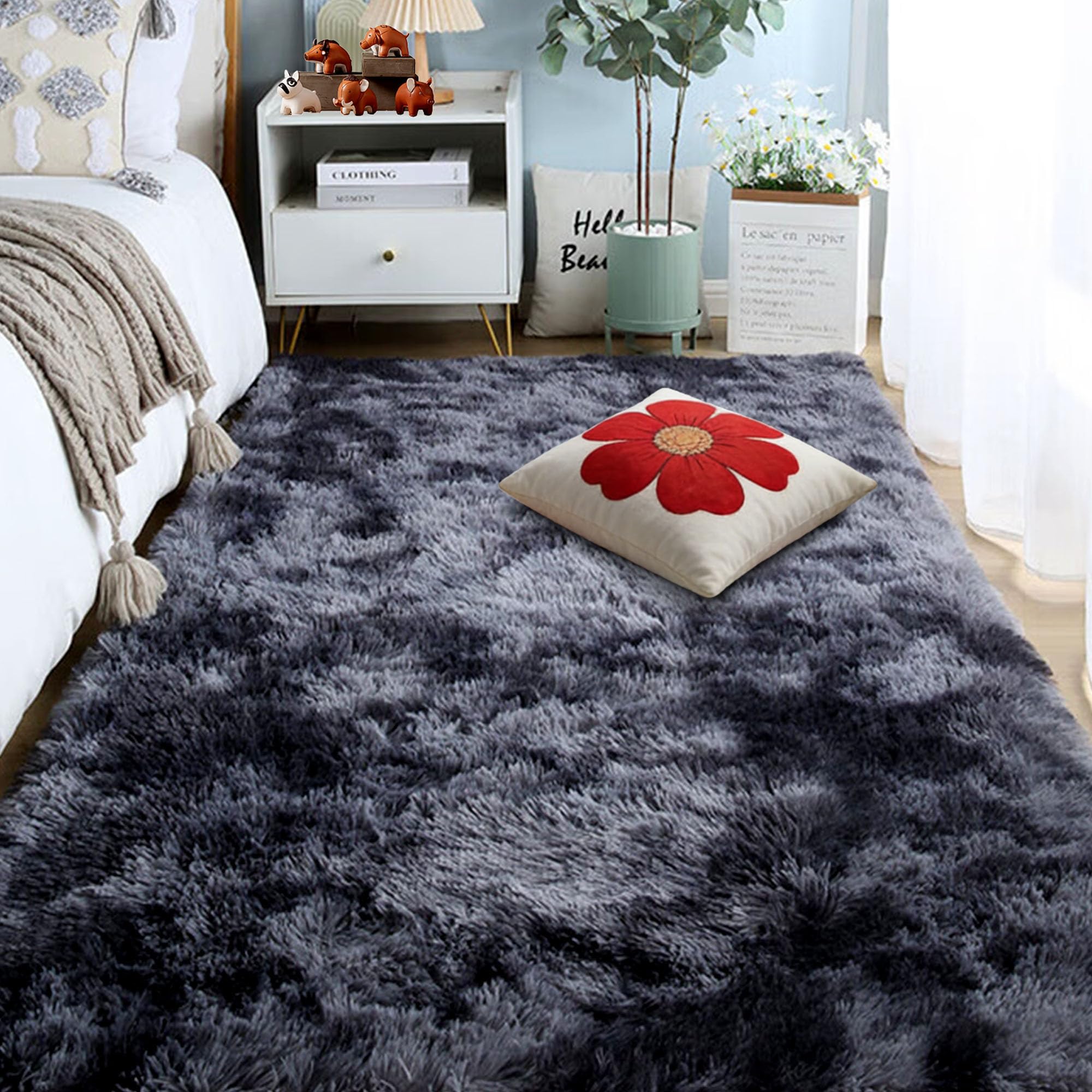 Tapis de Salon Moderne Gris Foncé pour Canapé et Espace Coquet 160x320