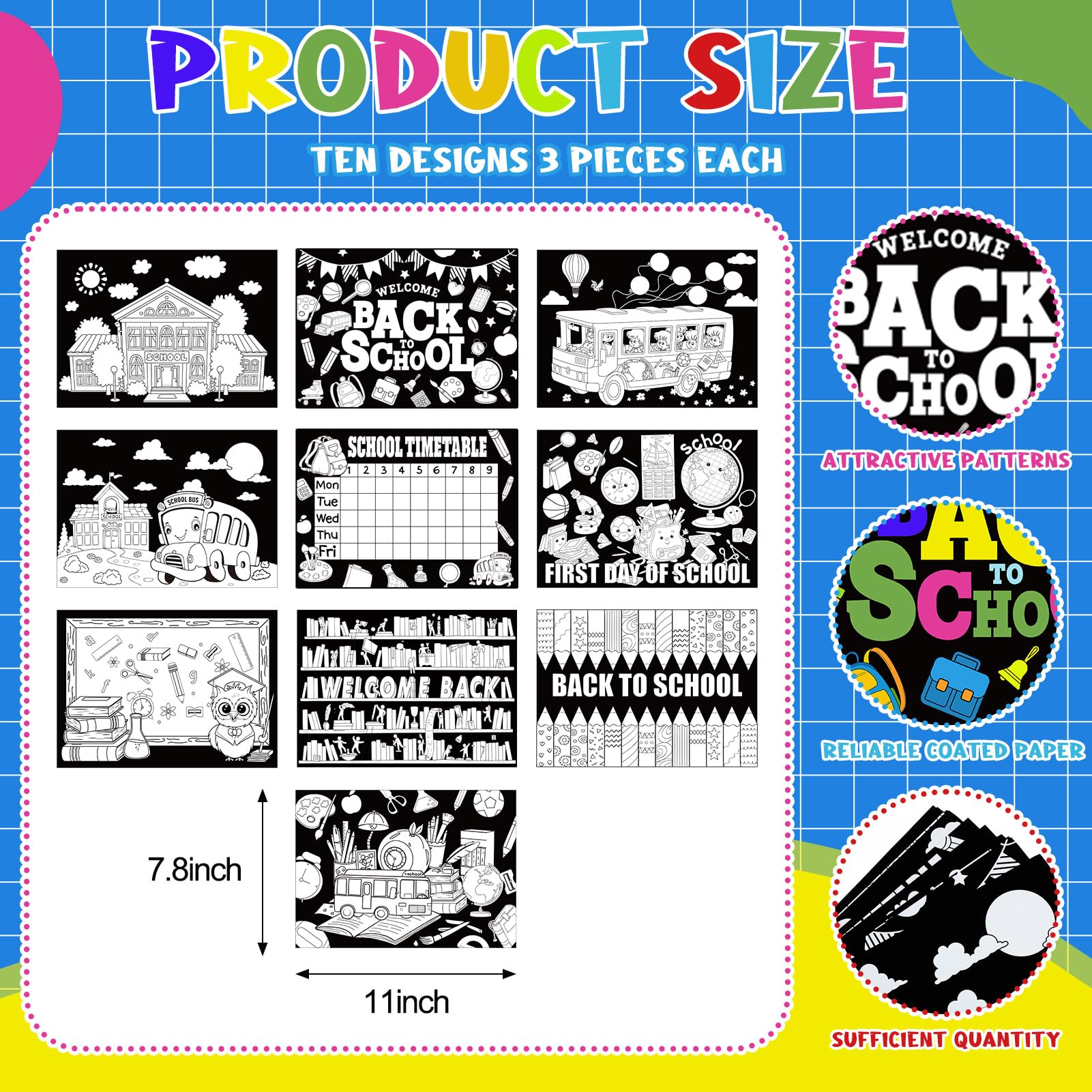 Buy Gilprop 30 Pcs Back to School Coloring Poster Craft for Kids DIY ...
