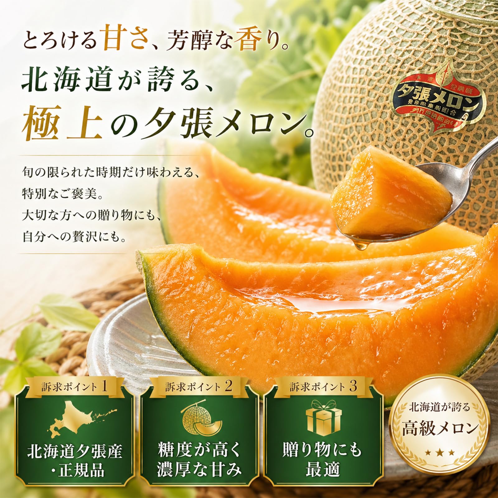 Amazon.co.jp: 北海道初夏の贈り物 夕張愛渓メロン秀品＆北海道産