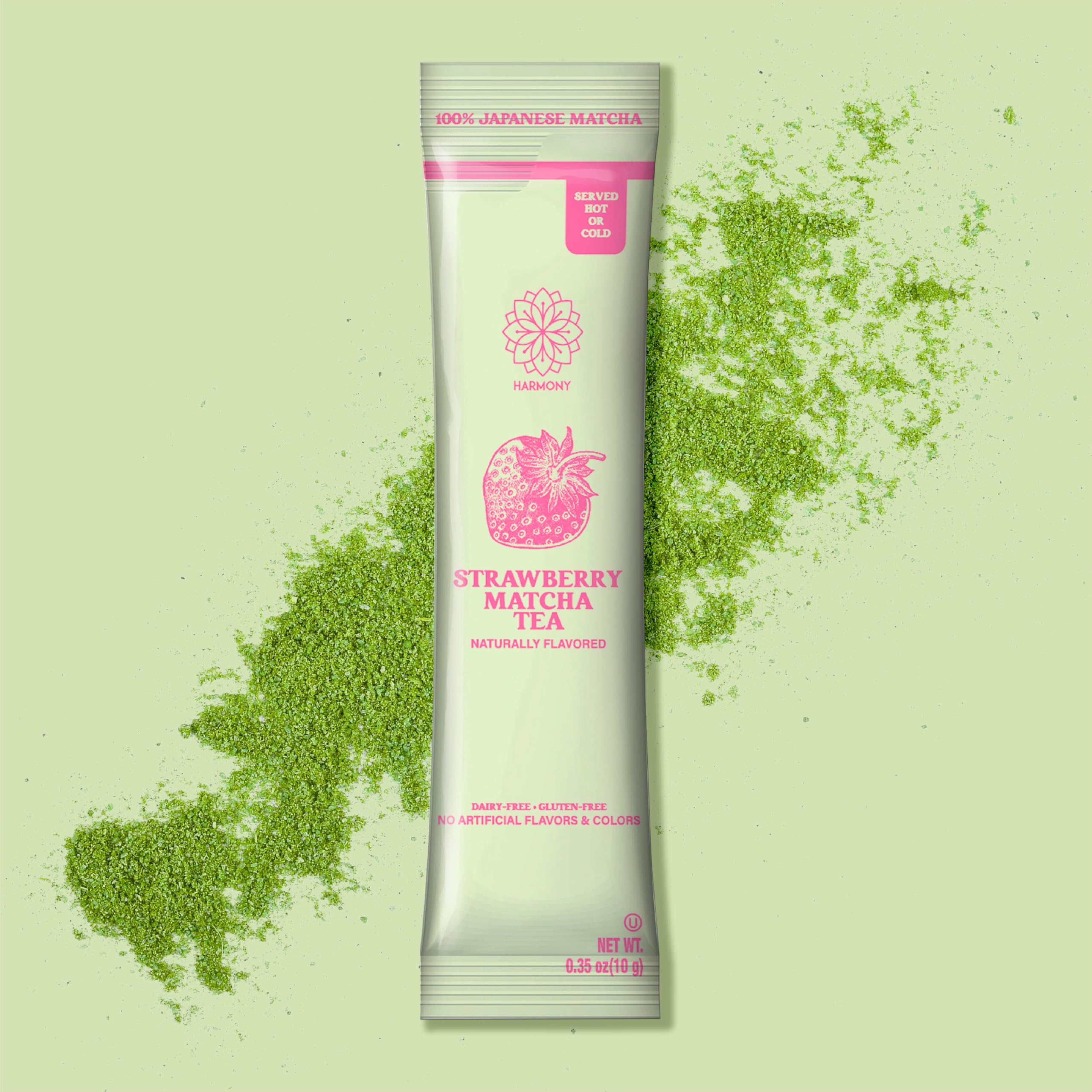 The Harmony Matcha Strawberry 10 Sticks Premium Japanese Matcha Powder Rich in Antioxidants L-Theanine Sweetened with Organic Sugar — view 8