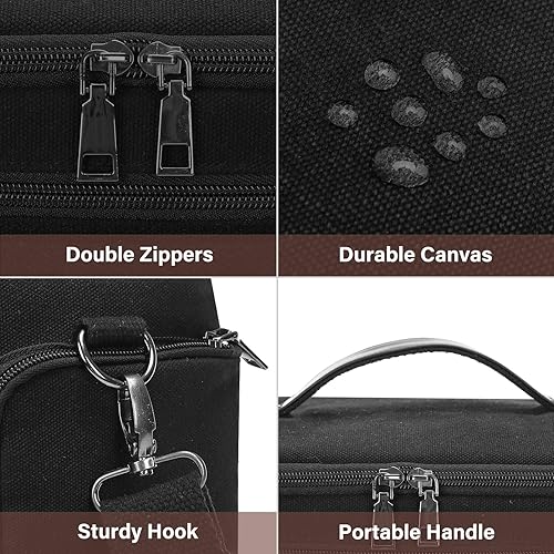 Miniatura 7 de MOSISO Bolsa para cámara pequeña, bolsa de hombro cruzada para cámara compacta, bolsa de mensajero acolchada de lona vintage, bolsa de fotografía