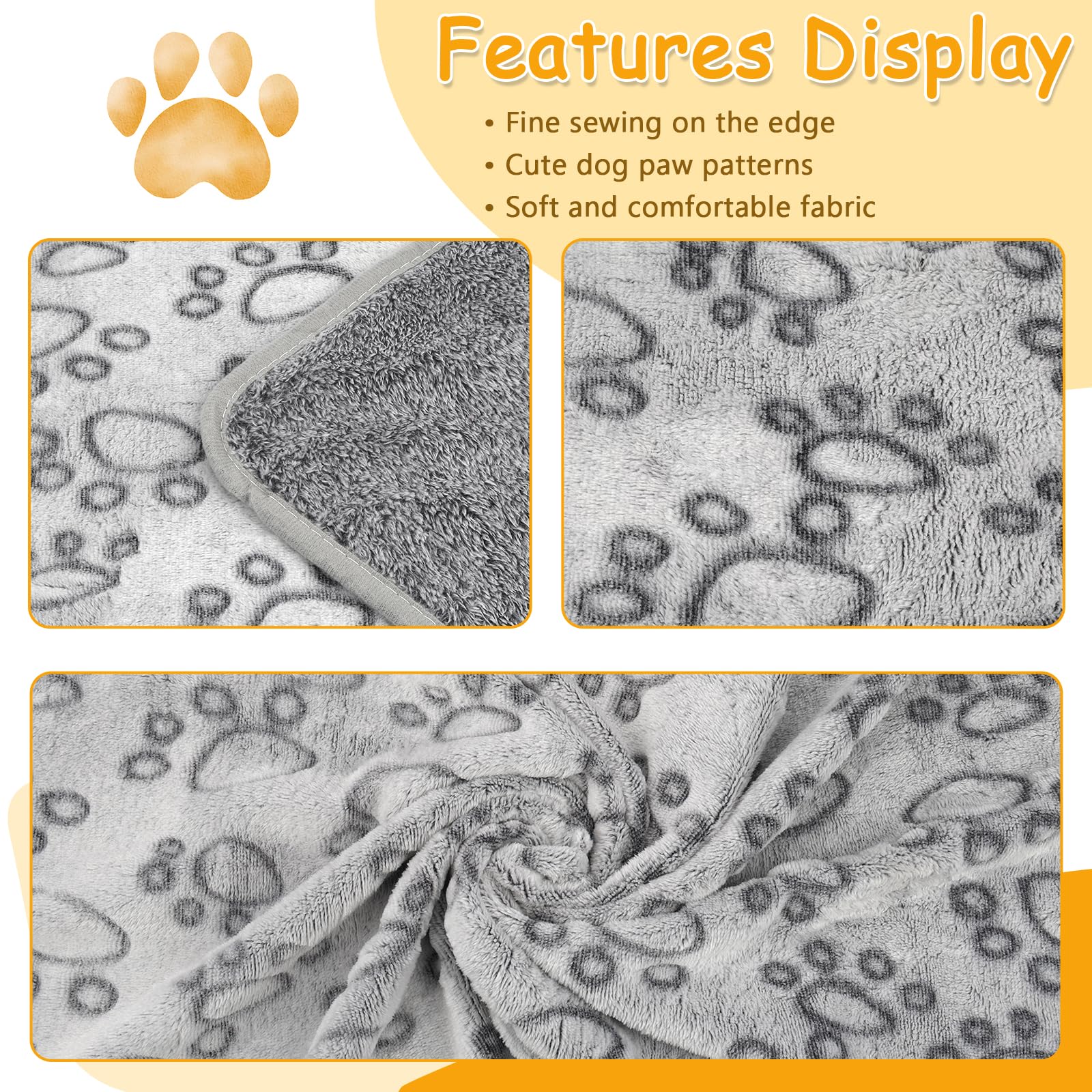 Neerow 3 mantas para perros, 76 x 52 cm, manta mullida para gatos, manta suave de forro polar para perros, manta lavable para mascotas, color gris, para perros pequeños y medianos