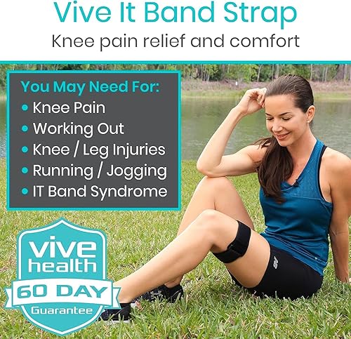 Miniatura 2 de Vive IT Band Strap  Paquete de 2 bandas de compresión de banda iliotibial  Fuera del dolor de rodilla, cadera, muslo y síndrome ITB  Soporte de