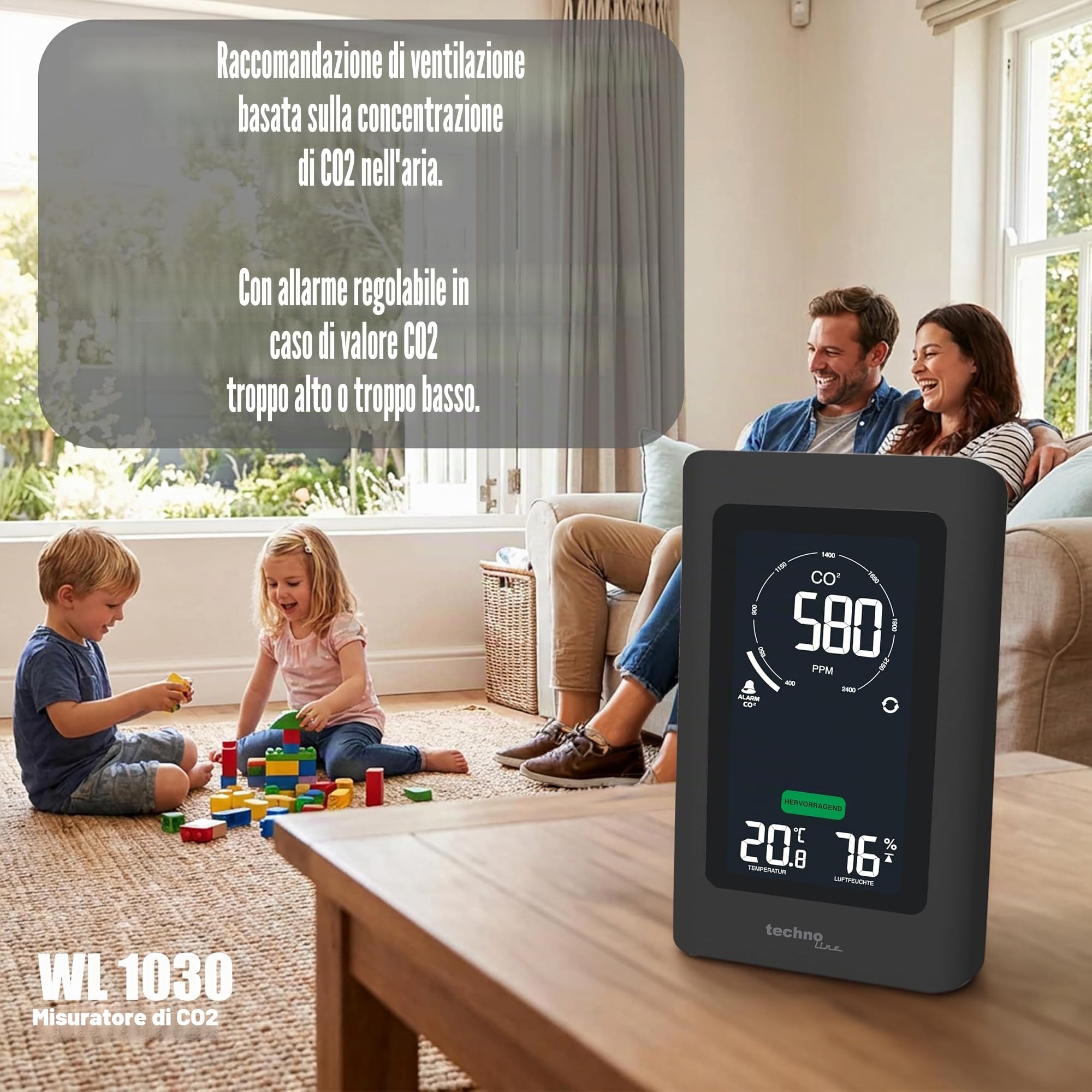 technoline WL1030 WL1030-Misuratore di CO2, Nero