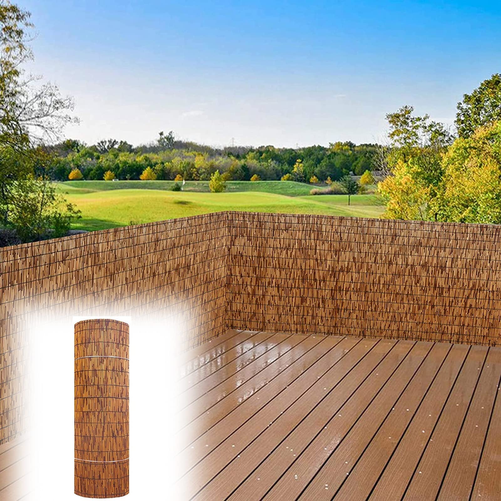ZNCMRR Rotolo Recinzione In Canne Naturali 5,5x1,7m - Schermo Per Balcone, Privacy In Bambù Per Esterno - 4