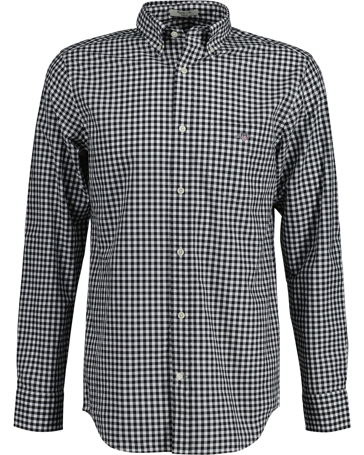 GANT Men's Reg Poplin Gingham Shirt, Black, XL