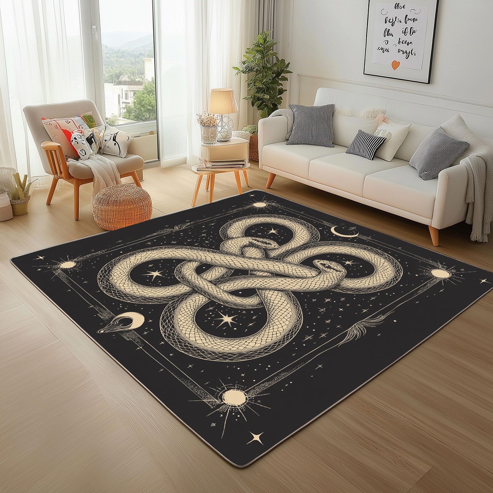 Tapis antidérapant serpent résistant aux taches pour salon et salle à manger