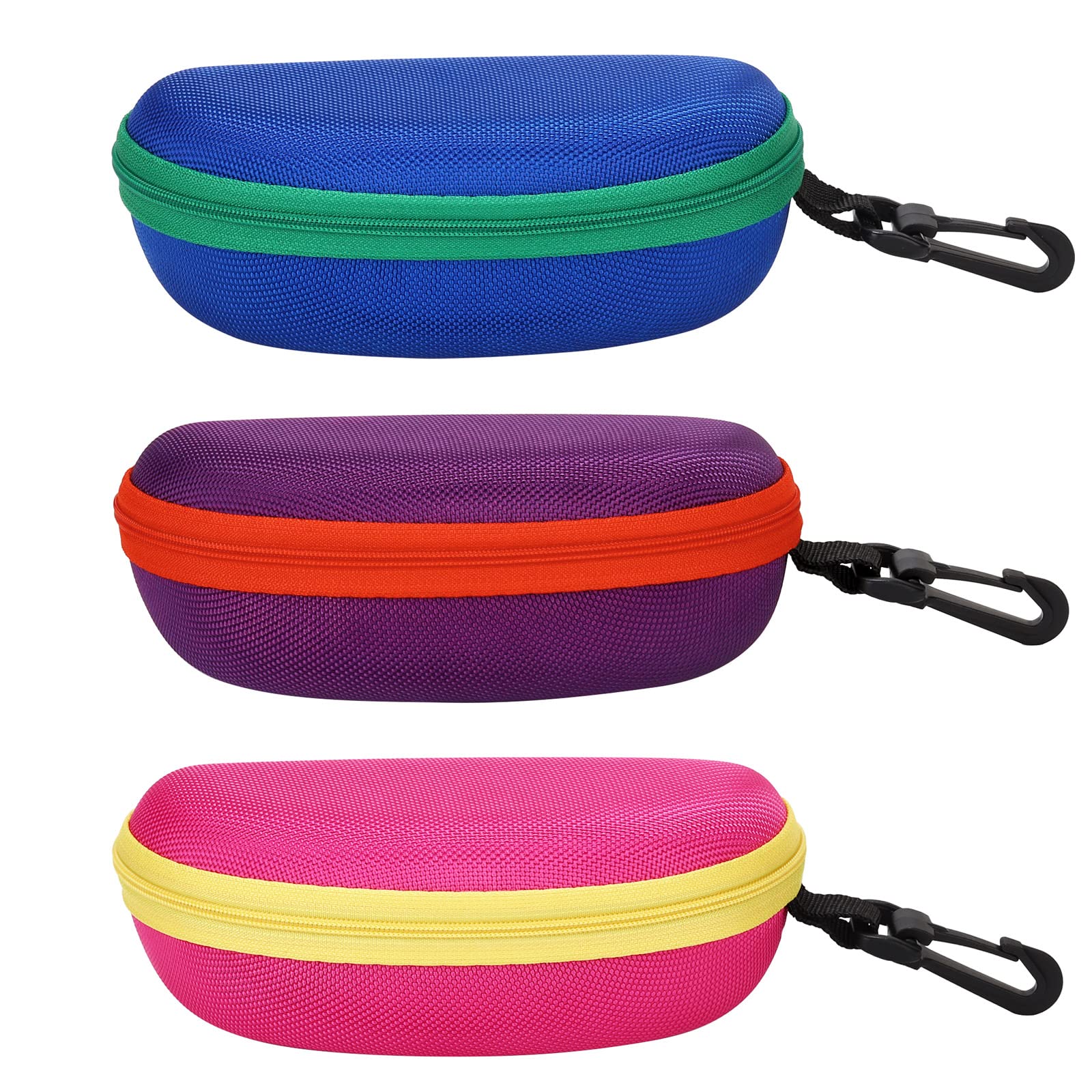 molshineFunda rígida portátil de 3 piezas para gafas de sol con cremallera y gancho para mujeres y hombres, viajes y deportes