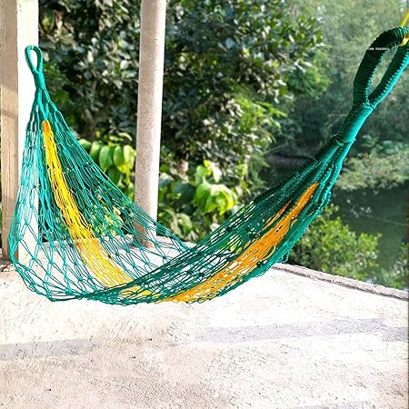 CRM TRADERS Nylon Net Hammock Swing for Both Adults and Kids - Suitable for Indoor Outdoor Balcony Home Bedroom(Multi-Colour)