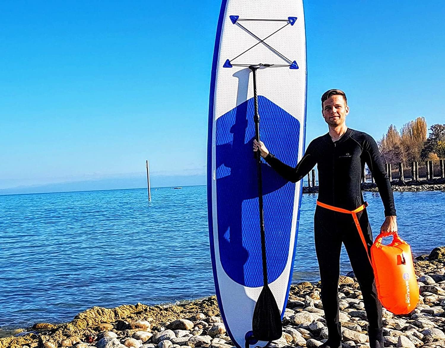 Boa gonfiabile per nuoto arancione & Sacca stagna – Sicurezza durante il nuoto, in acque libere e per il triathlon. Boa galleggiante, Swim Buoy Bubble
