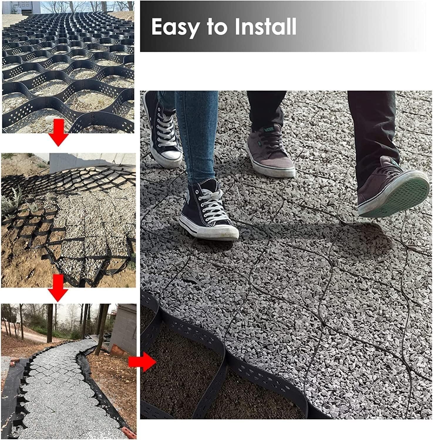 Sistema de pavimentación de rejilla de grava de 2 pulgadas de alto, estabilizador permeable para estacionamiento, entradas, patios, pasarelas y pendientes, solución de pavimentación de grava de