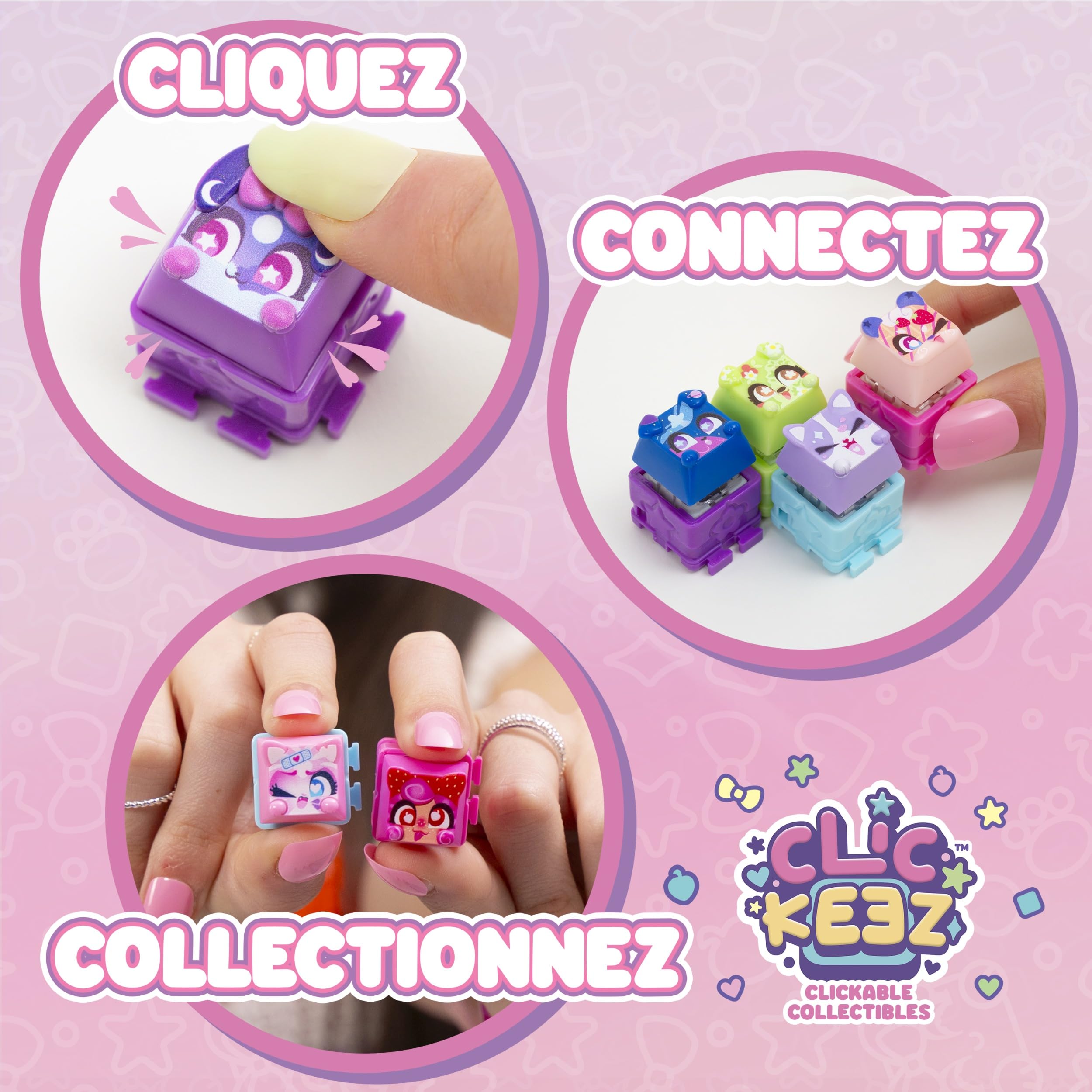 Goliath - CLICKEEZ Keyboard MegaPack - 1 Clavier + 15 Touches Keycaps Cliquables Kawaii + 1 Porte Clés - Keycaps à Clipser - 70 Personnages à Collectionner - Jouet Fidget ASMR - Idée Cadeau dès 6 Ans