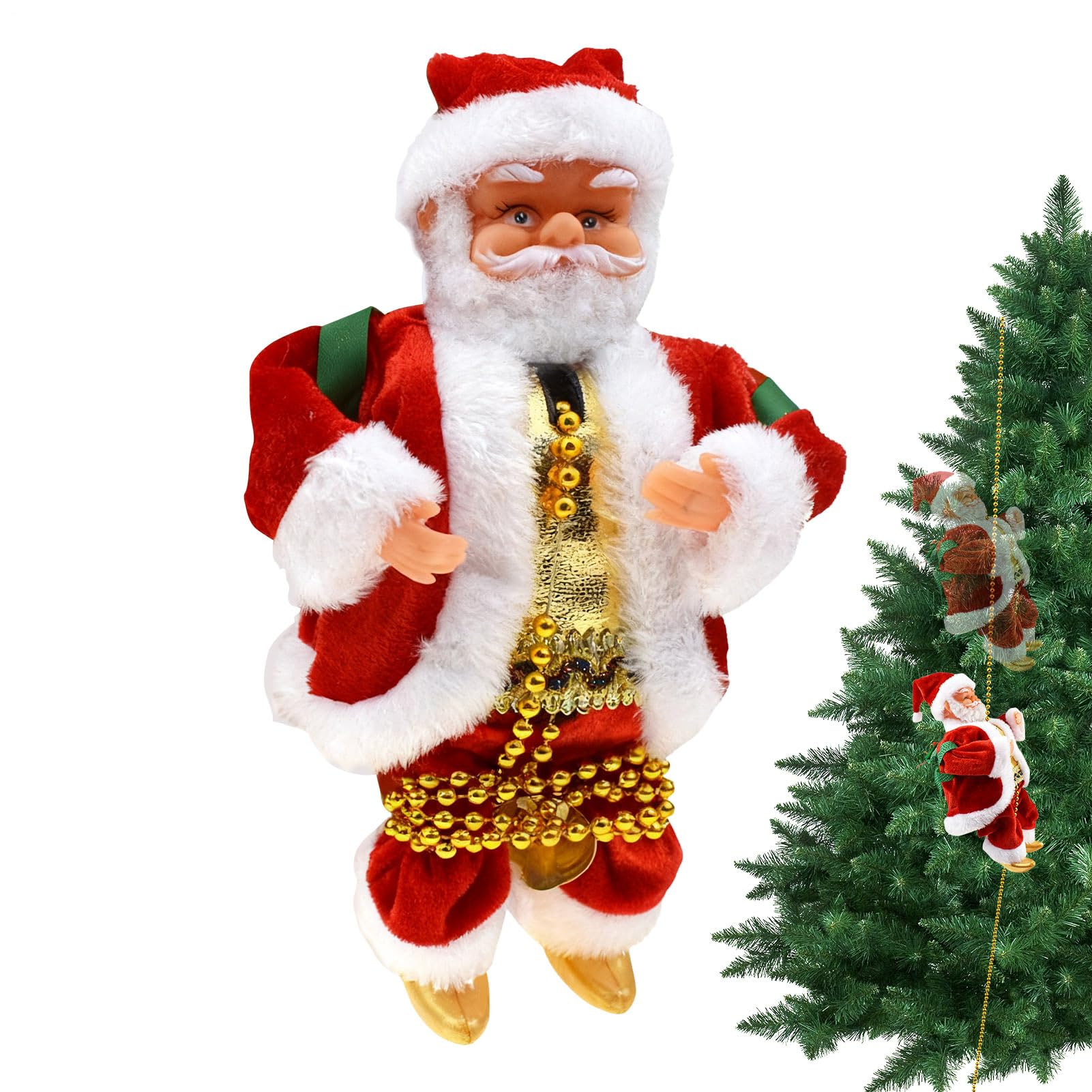 Père Noël musical grimpant automatique décoratif pour votre balcon ou sapin de fête