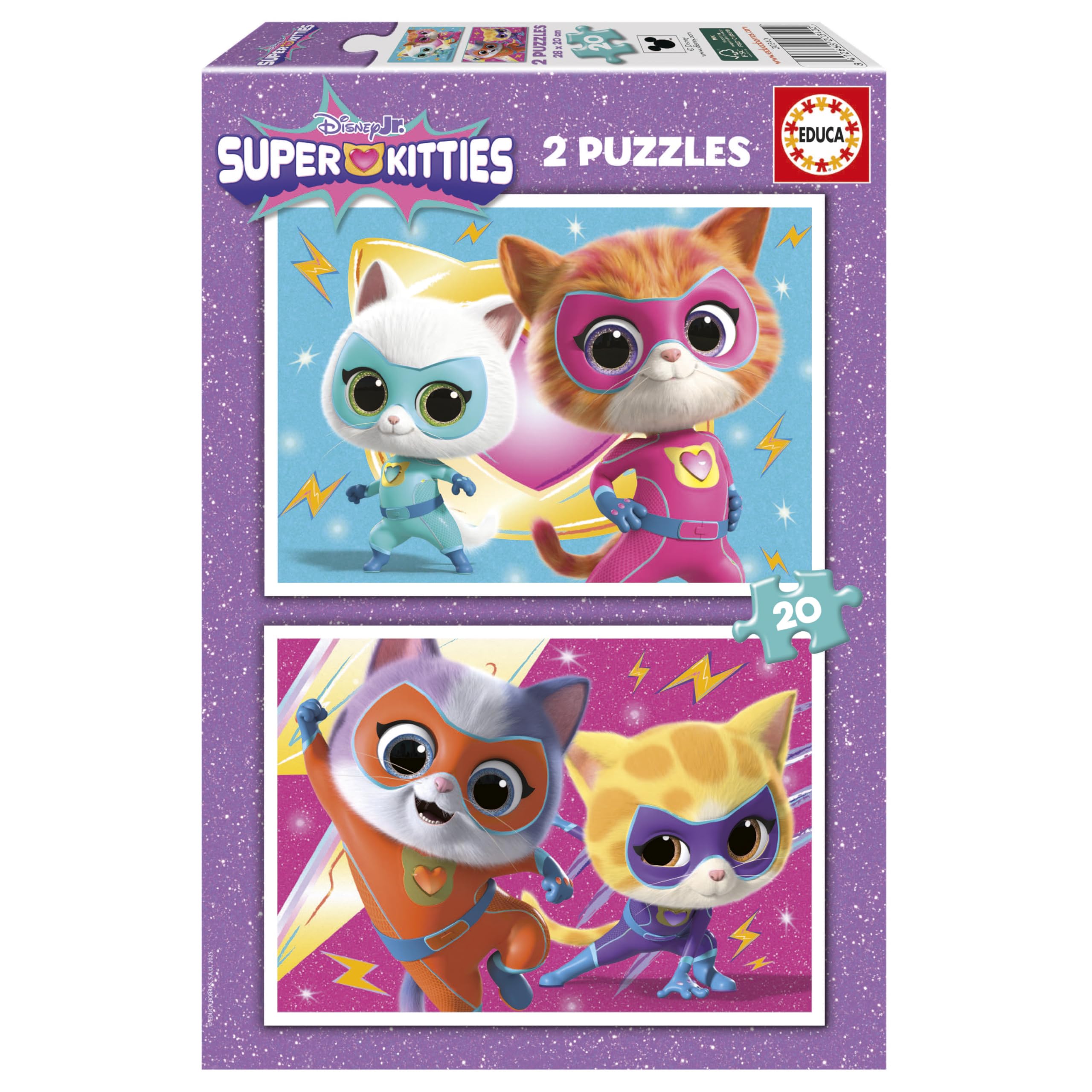 Educa - Kinderpuzzle SuperKitties | 2x20 Teile Puzzleset | SuperKitties Disney Kinderpuzzle | ab 4 Jahren (20340)