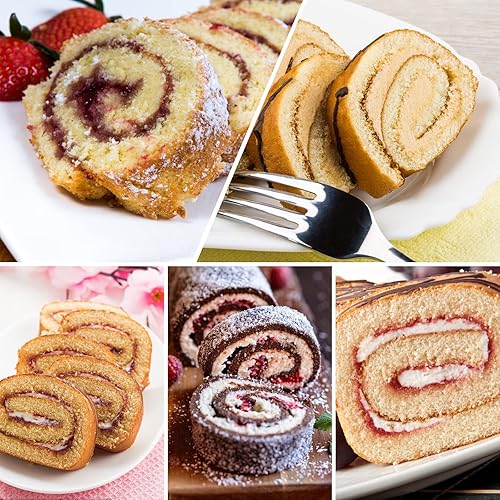 Miniatura 8 de Swiss Roll - Tapete para tartas de 14.17 x 11 pulgadas, flexible de silicona, molde de gelatina, bandeja antiadherente para hornear rollos suizos,