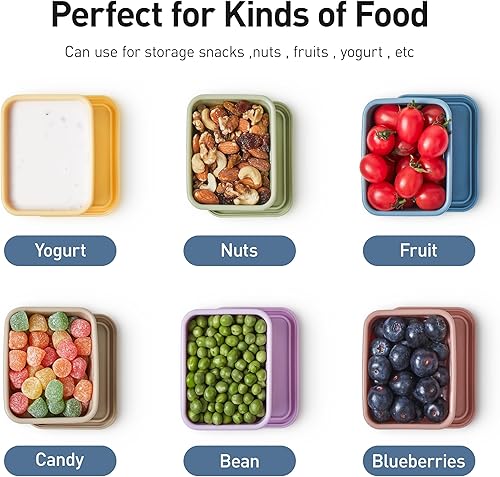 Miniatura 6 de ISSEVE Contenedores de silicona de 8 onzas para niños, 1 taza pequeños reutilizables con tapas, recipientes de almacenamiento de alimentos de