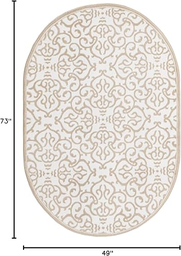 Miniatura 2 de Unique Loom Rushmore Collection - Alfombra de área Johnson (4 pies 1 pulgada x 6 pies 1 pulgada, ovalada, blanco nievebeige)