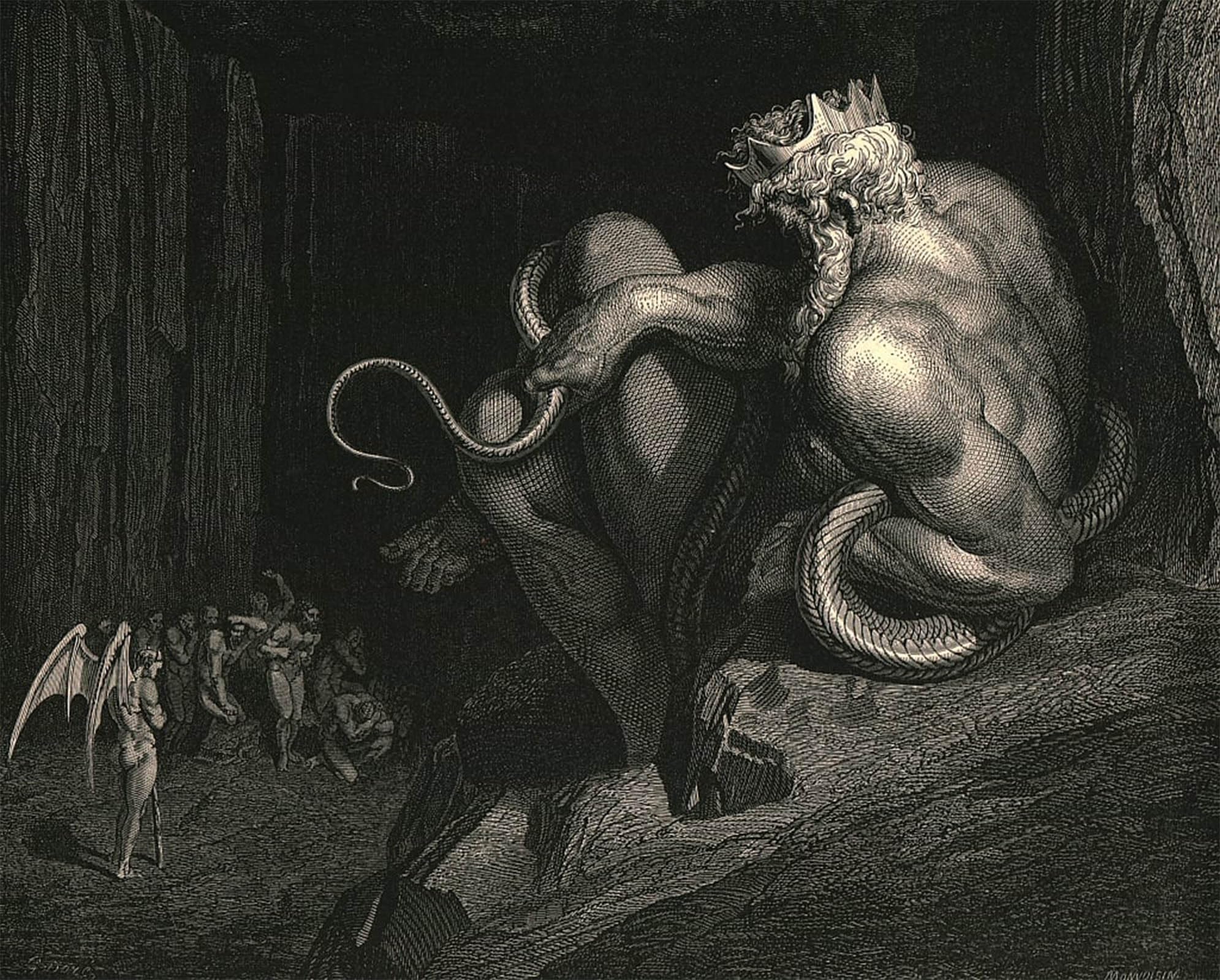 SERENDIPITP Abstract Painting Mural Print Picture Wall Decor Painting There Minos Stands by Gustave Dore Vintage Wall Artwork for Home Decor 60x90cm