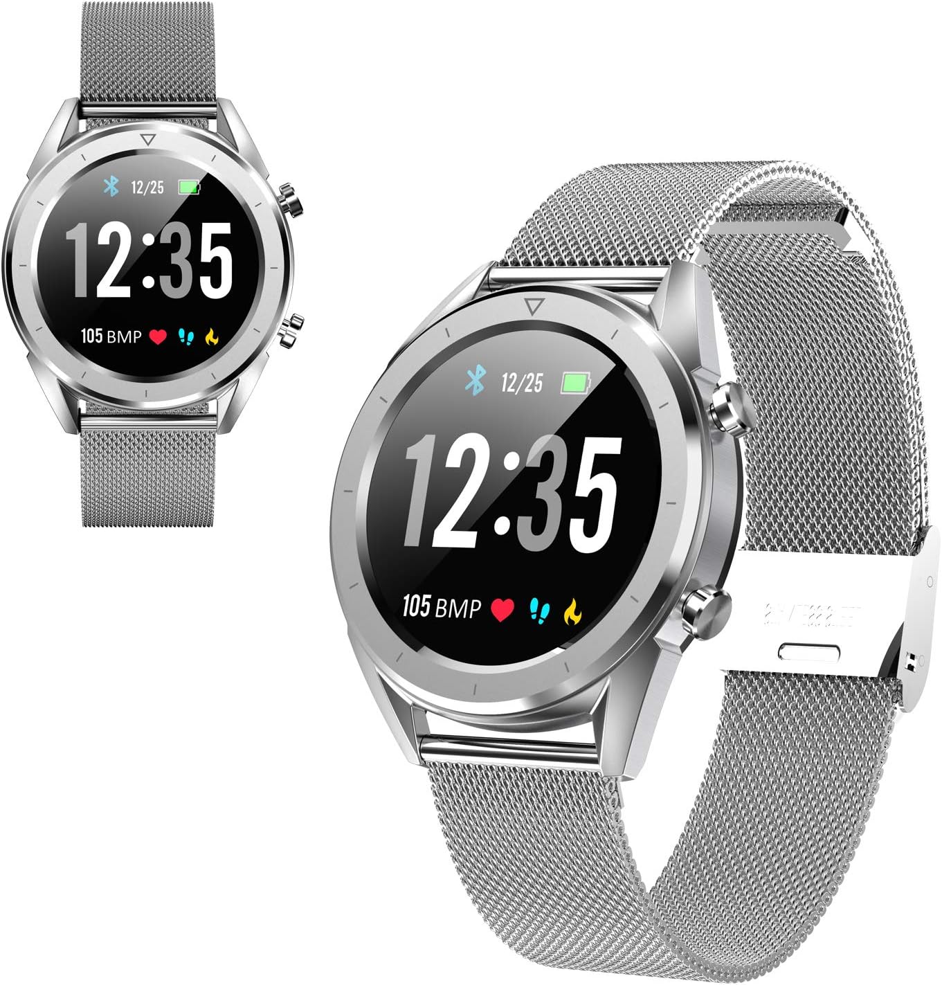 Multifunction Men's Smart Watch, Color Screen Blood Pressure Smartwatch Multi-Sport Mode Heart Rate ECG Monitoring for iOS and Android, Fitness Tracker Watch (STEEL-SILVER)