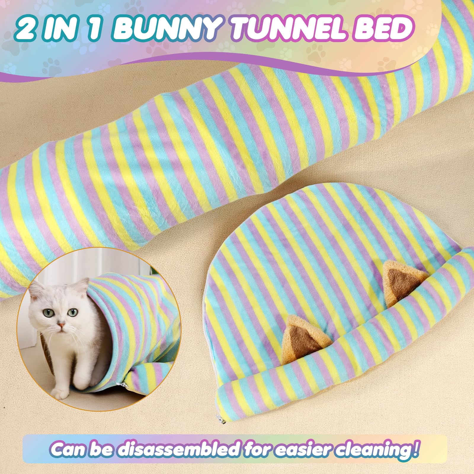 Spardar Tunnel pour chat 2 en 1 à rayures