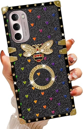 nancheng Funda cuadrada para Motorola Moto G Stylus 4G 2022 con anillo para niñas y mujeres, con correa de soporte, diseño de flores de mandala,