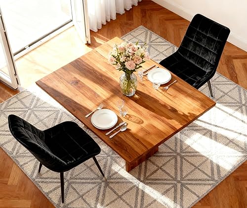 Miniatura 2 de asunflower Juego de 2 sillas laterales de cocina de terciopelo color negro, sillas de comedor acolchadas modernas y cómodas sillas de cocina con