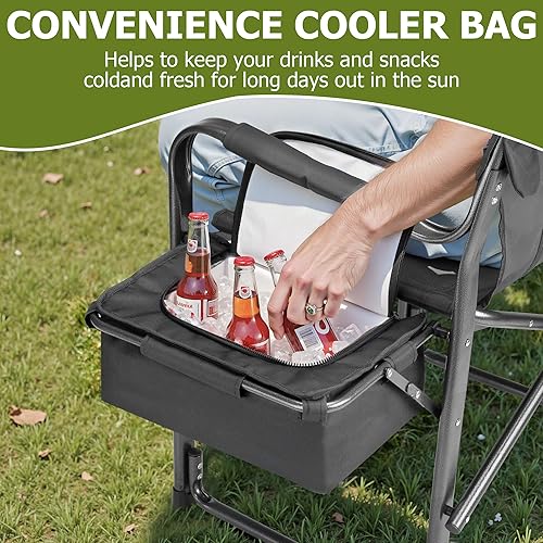 Miniatura 4 de Sillas de campamento de gran tamaño, soporte resistente de 500 libras, silla de directores con respaldo acolchado y brazo sillas deportivas con