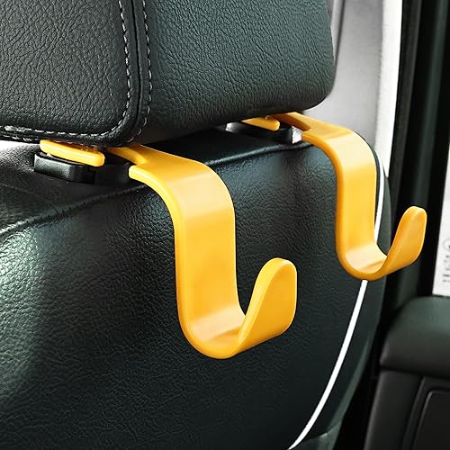 Miniatura 34 de Amooca Paquete de 4 ganchos para reposacabezas de asiento de automóvil, organizador universal de almacenamiento de automóvil, para bolso, bolso, Gris
