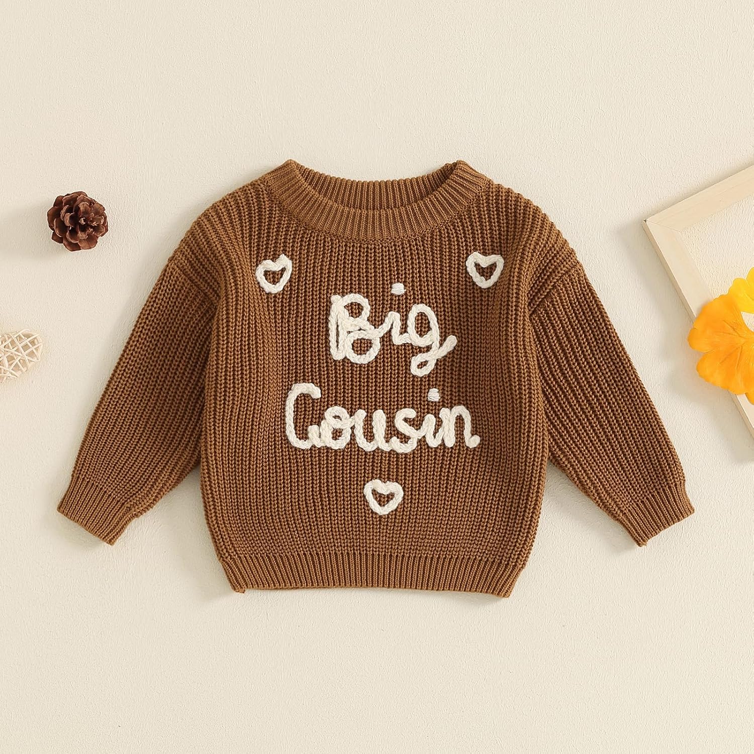 Big Cousin Little Cousin Matching Outfits Newborn Baby Boy Girl Knitted Romper Toddler Chunky Sweater Fall Sweatshirt - Image 3