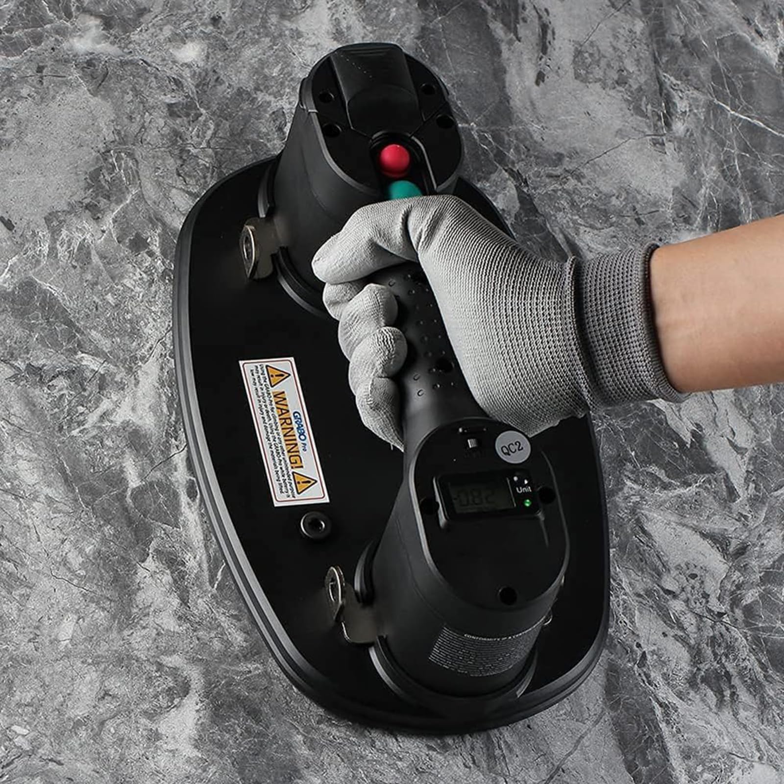 oiakus Electric Vacuum Suction Cup Lifter, with Digital Display, Electric Suction Cup Will Monitor Vacuum&Automatically, for Tiles, Stone, Wood, Glass, Concrete Pavers, Drywall