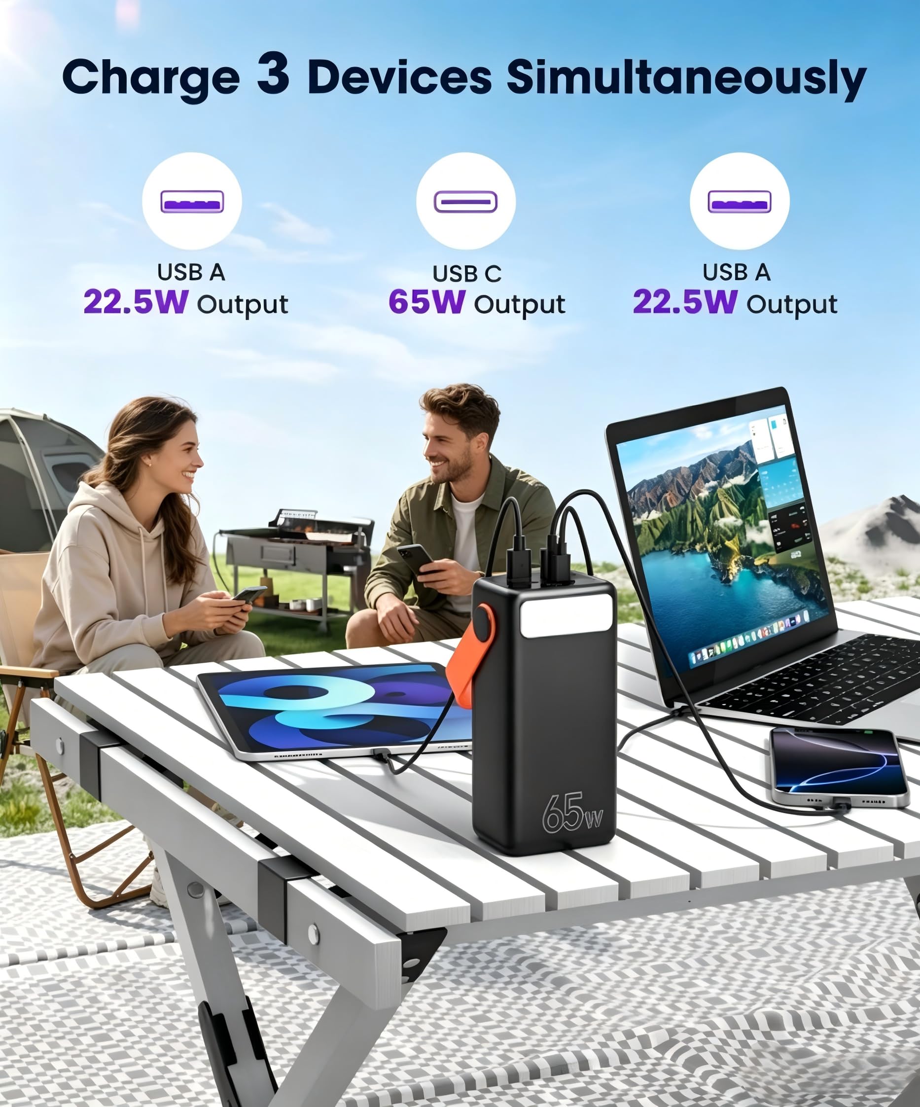 60000mAh Batterie Externe 65W Laptop Charge Rapide Power Bank