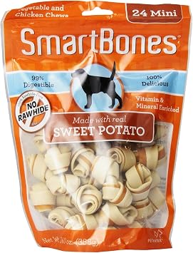 SmartBones Sweet Potato Dog Chews, Mini, 24ct 2 pack