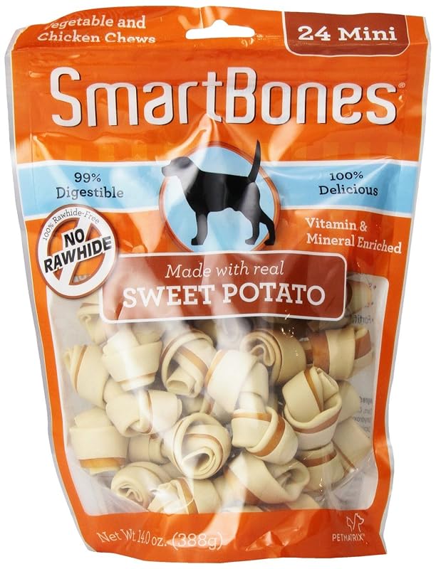 Petisco mastigável para cães SmartBones de batata-doce e frango, Mini, conjunto com 2 pacotes de 24 unidades