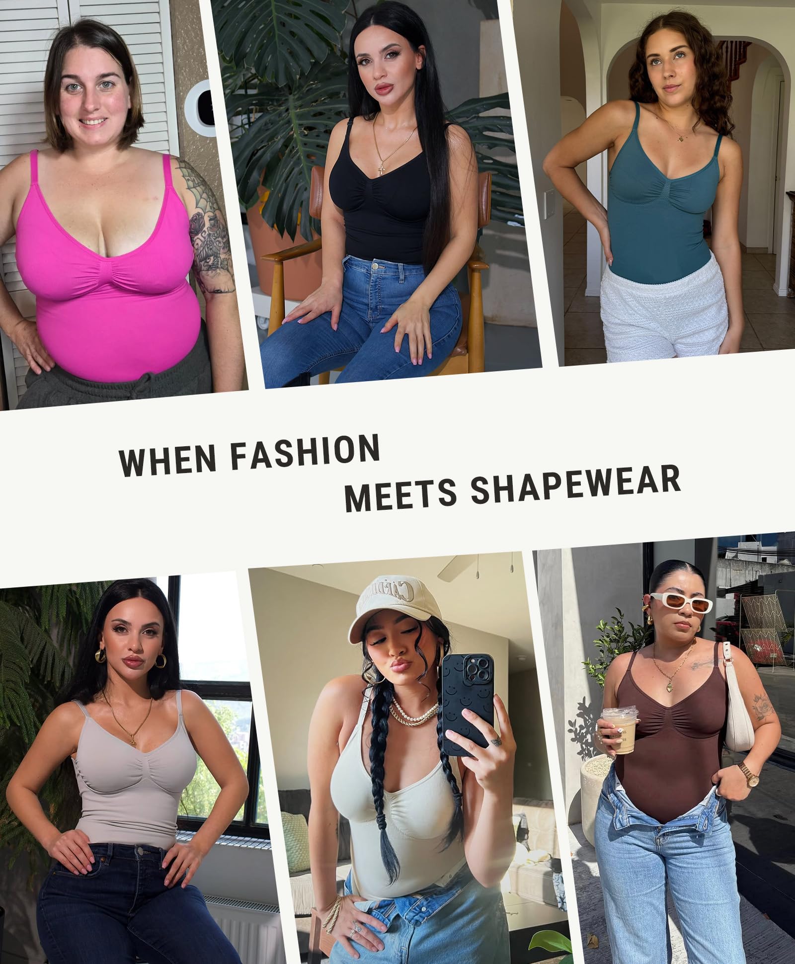 FeelinGirl Chaleco de compresión sin costuras para mujer | Camisa ligera y cómoda para todo el día con control de abdomen con correas ajustables, suaviza tus curvas
