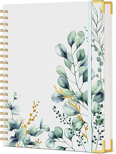 Cuaderno estético en espiral para mujer, 200 páginas, rayado, 8.5 x 11 pulgadas, tapa dura A4 con papel grueso de 2.9 ozyd, lindo cuaderno de rayas