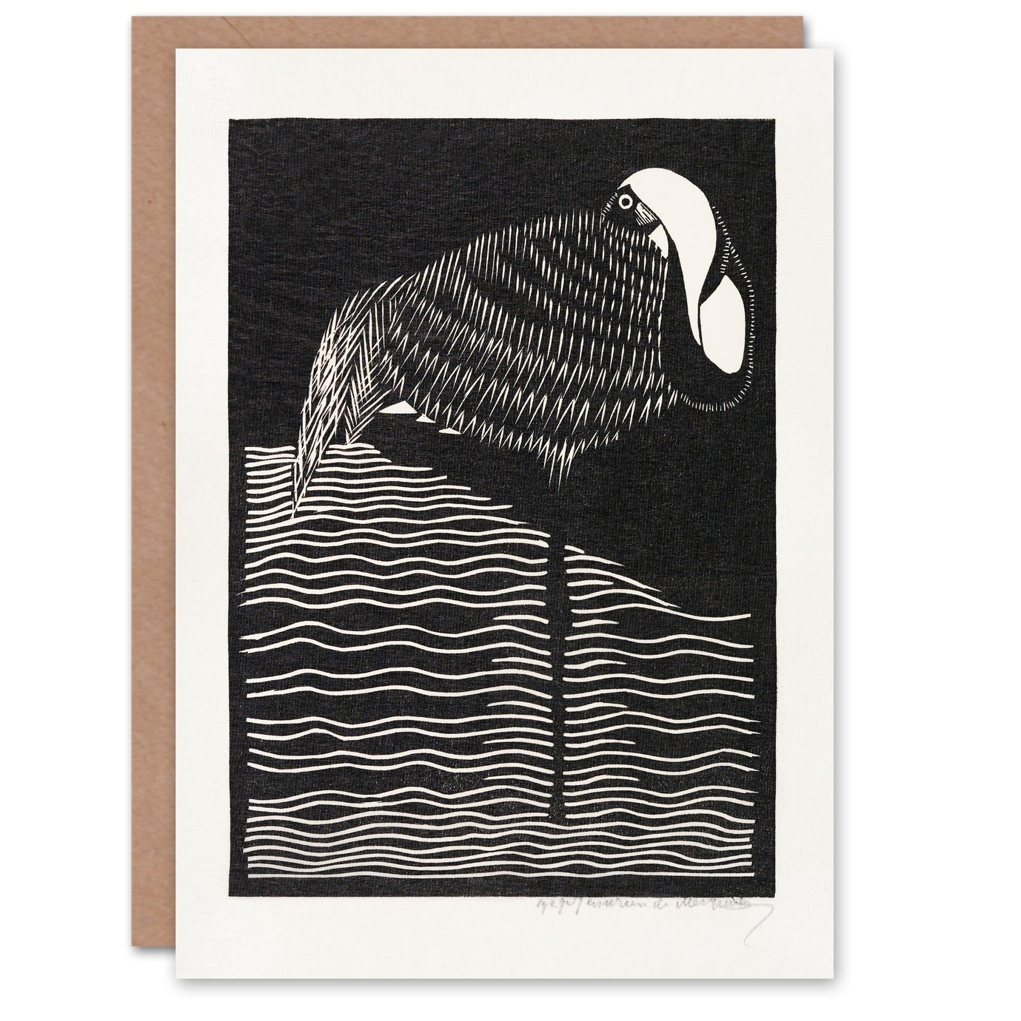 Artery8 Samuel J De Mesquita Art Card Stylised White Necked Crane