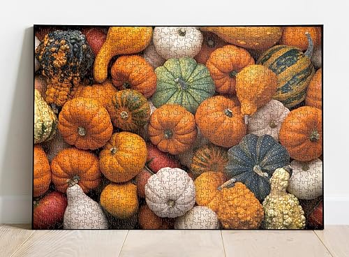 Miniatura 2 de Rompecabezas de calabaza de otoño para adultos, 1000 piezas, rompecabezas de otoño de cosecha de Acción de Gracias, rompecabezas de otoño de 1000