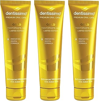 Gold Advanced Whitening Gel Toothpaste with Fluoride, Premium Swiss Oral Care, 2.5 Fluid Ounces, Made in Italy (Pack of 3)