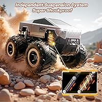 Vista 4 de Coche de control remoto todoterreno Pick-up camión, 4WD anfibio RC camiones de juguete para todo terreno, escala 116 Hobby Monster Truck Juguetes