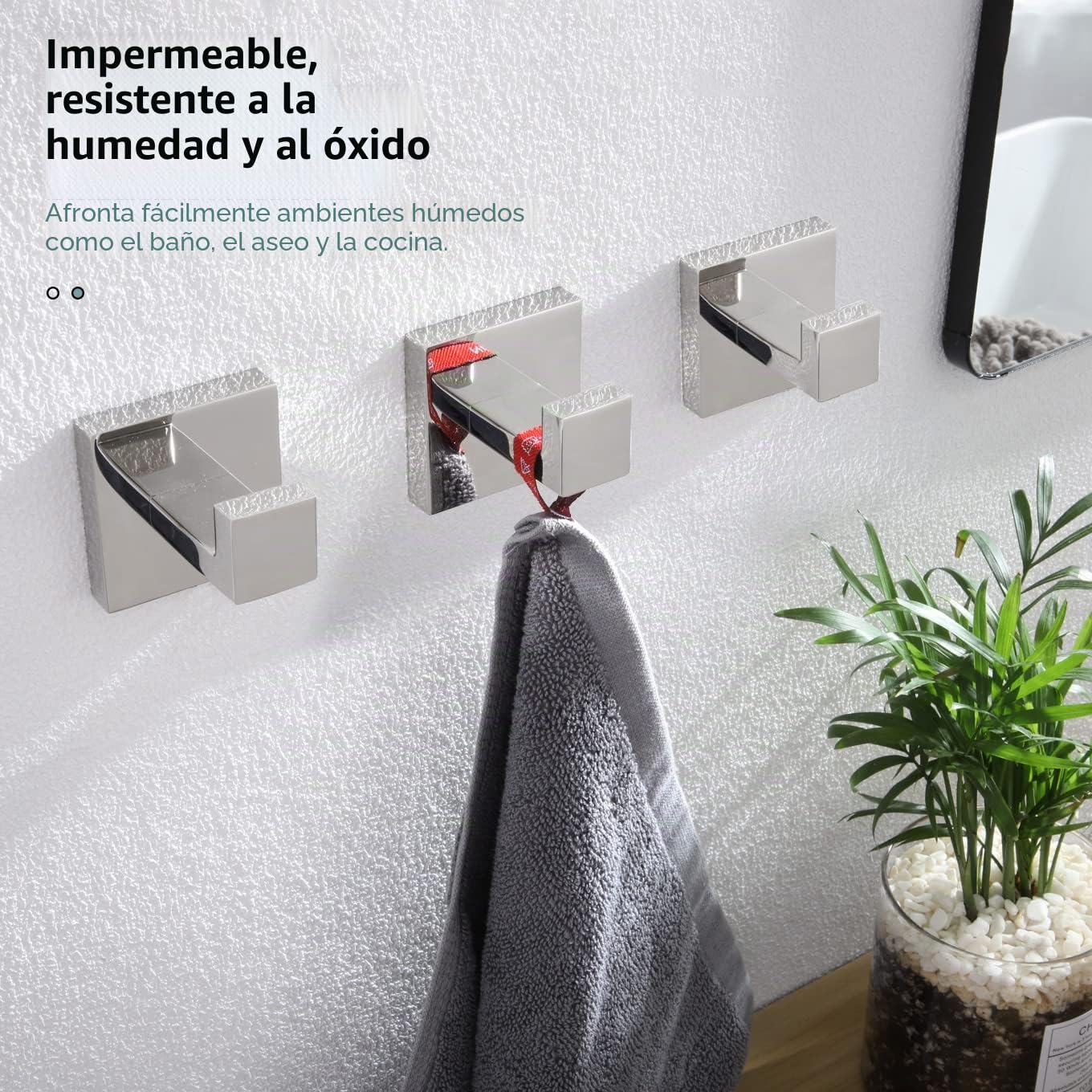 KOKOSIRI Ganchos para toallas, accesorios de baño, accesorios de hierro, ganchos para albornoces, acero inoxidable, 3 unidades, ganchos de pared, cocina, hogar, cromo pulido B1010CH-P3