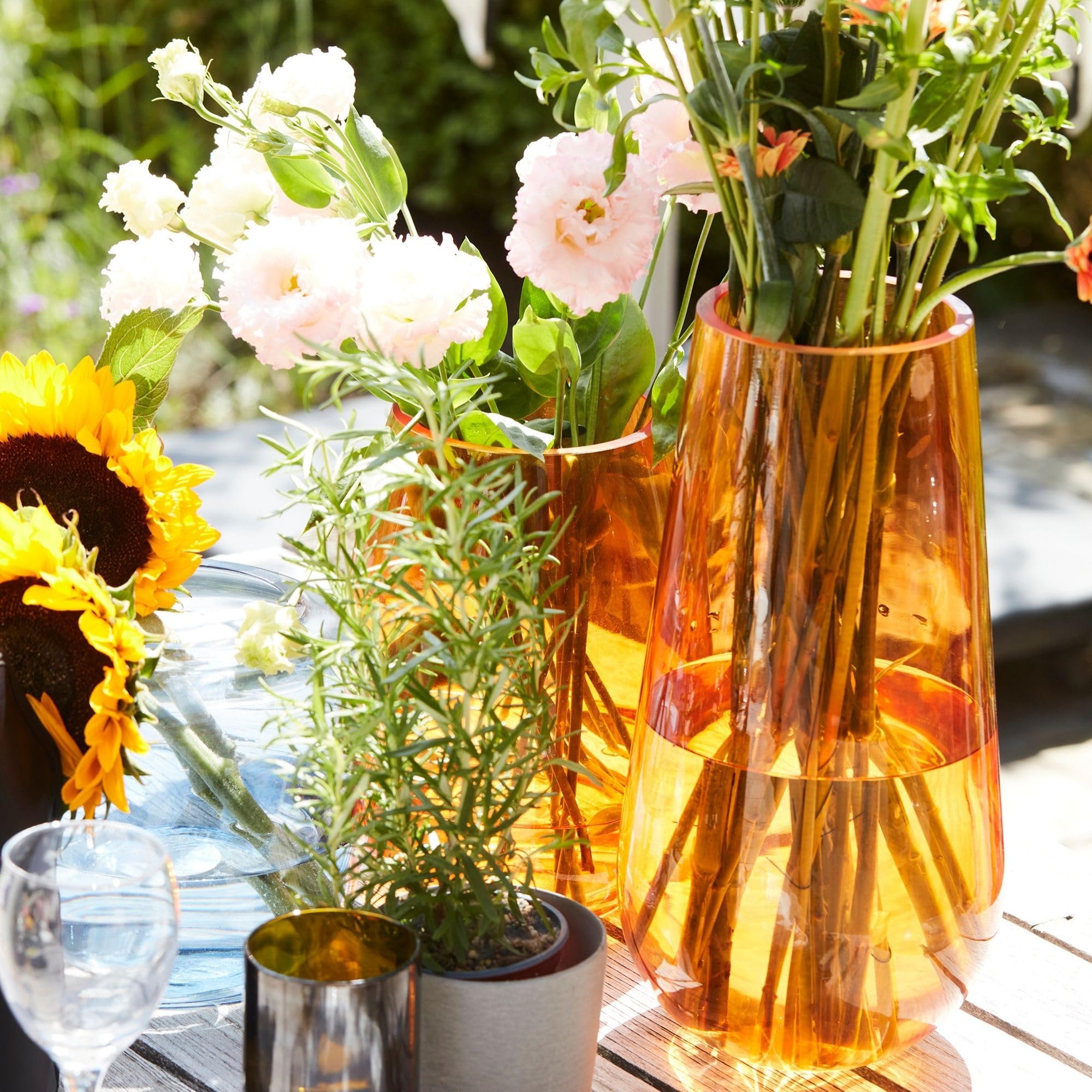 Point-Virgule Vase decoratif, décoration Maison, Vase Fleur en Verre, Orange, 17.5x35cm