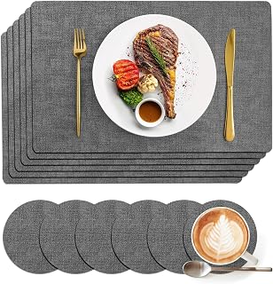 Faux Leather Table Placemats Set
