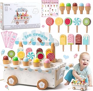 Children's Wooden Ice Cream Shop Accessories Ice Cream Shop Ice Cream Shopping Shop Ice Cream Wooden Toy Play Kitchen Accessories Ice Shop Shop for Role Play Montessori Toy Gift from 3 Years