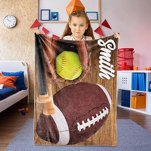 Miniatura 2 de Dyoart Manta de sóftbol infantil personalizada mantas personalizadas con nombre y número para bebés, niños, niñas, adolescentes, día de la madre,