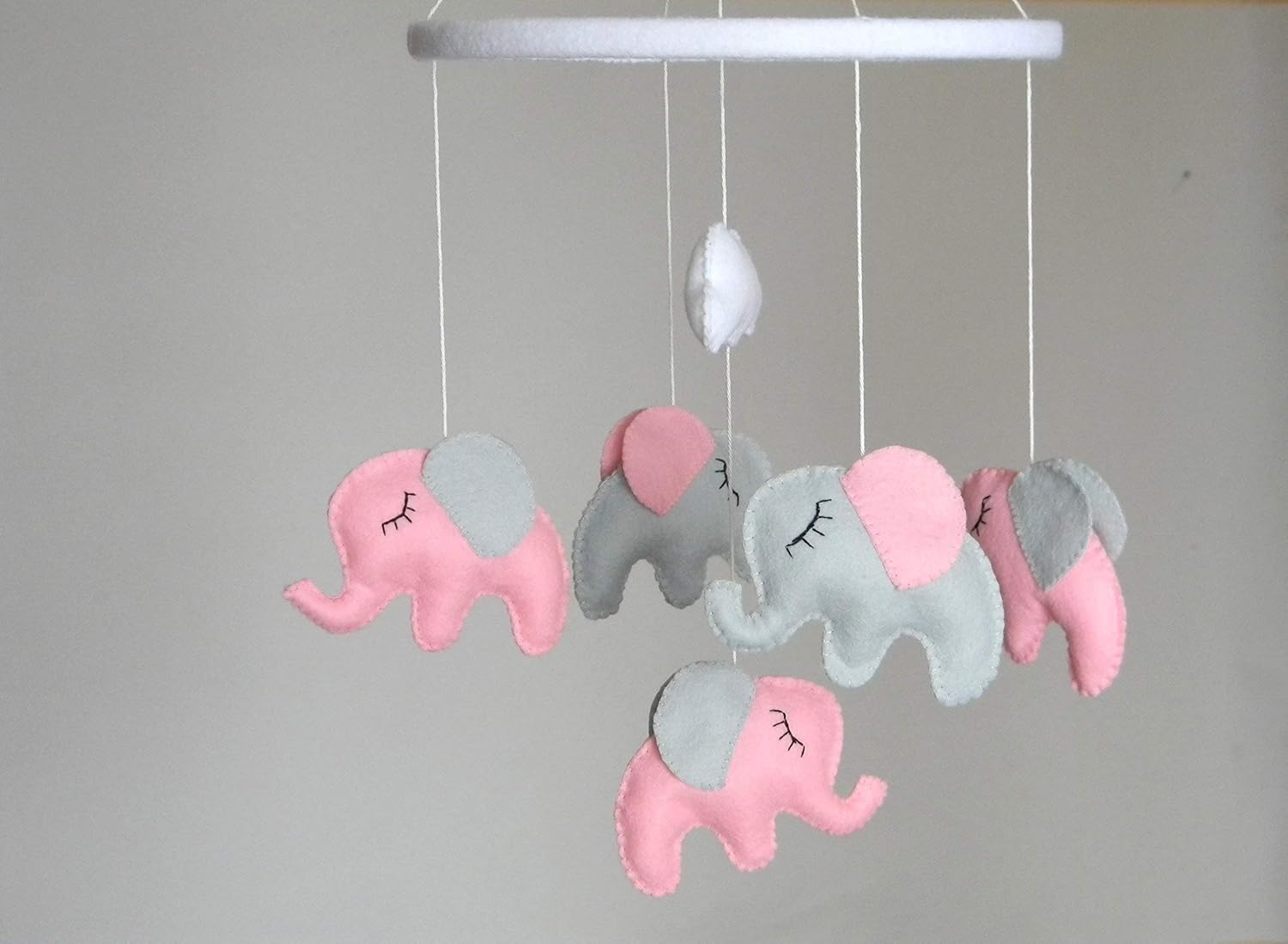 Baby Crib Mobile Baby girl Mobile Elephant Mobile, Nursery Mobile pink grey nursery decor