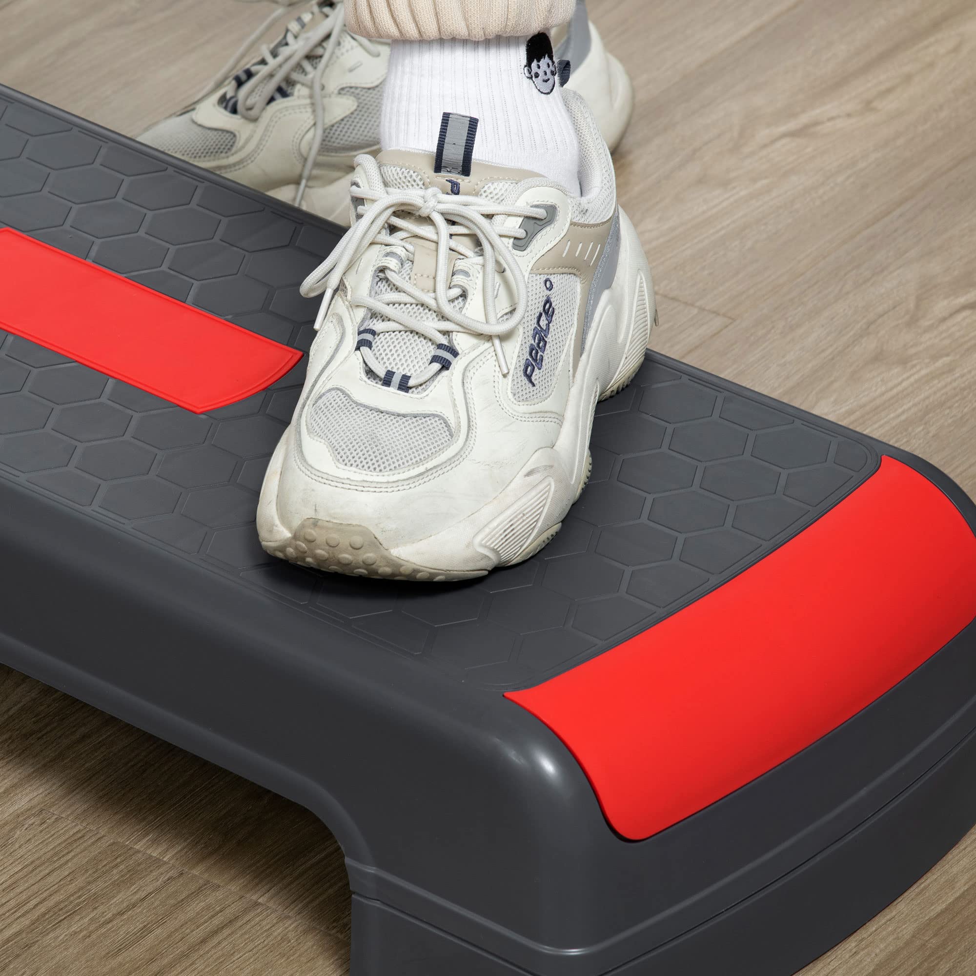 HOMCOM Aerobic-Stepper Steppbrett höhenverstellbar Fitness Heimtrainer mit 3 Stufen (10/15/20 cm) Indoor Outdoor Belastbarkeit bis 150 kg 78 x 28 x 10-20 cm