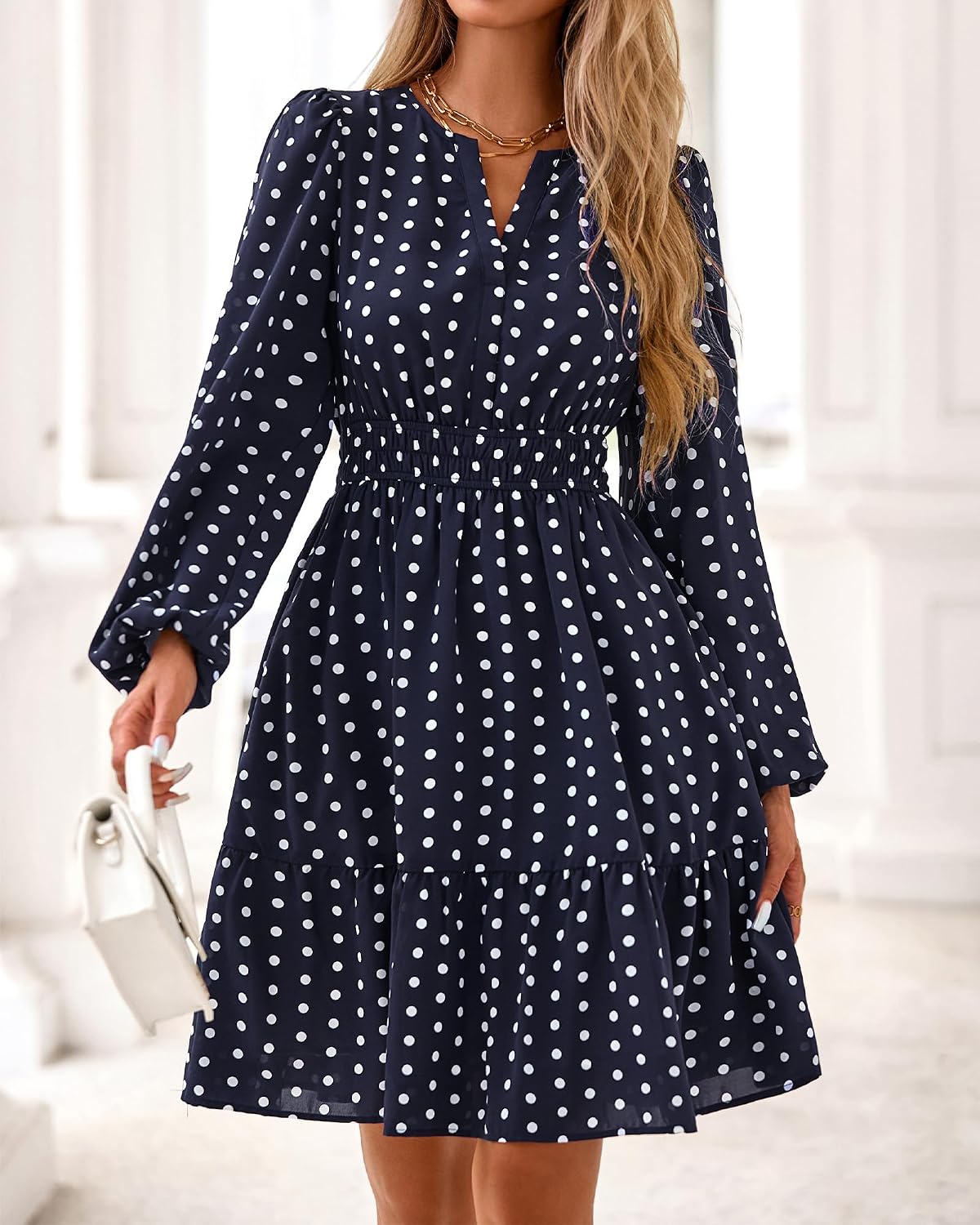  Fall Dresses for Women 2026 Trendy Floral Long Sleeve Mini Dress thumbnail