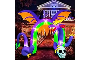 SEASONBLOW 9 Ft Halloween Inflatable Dragon Archway Decoration Blow Up Decor Light-Up