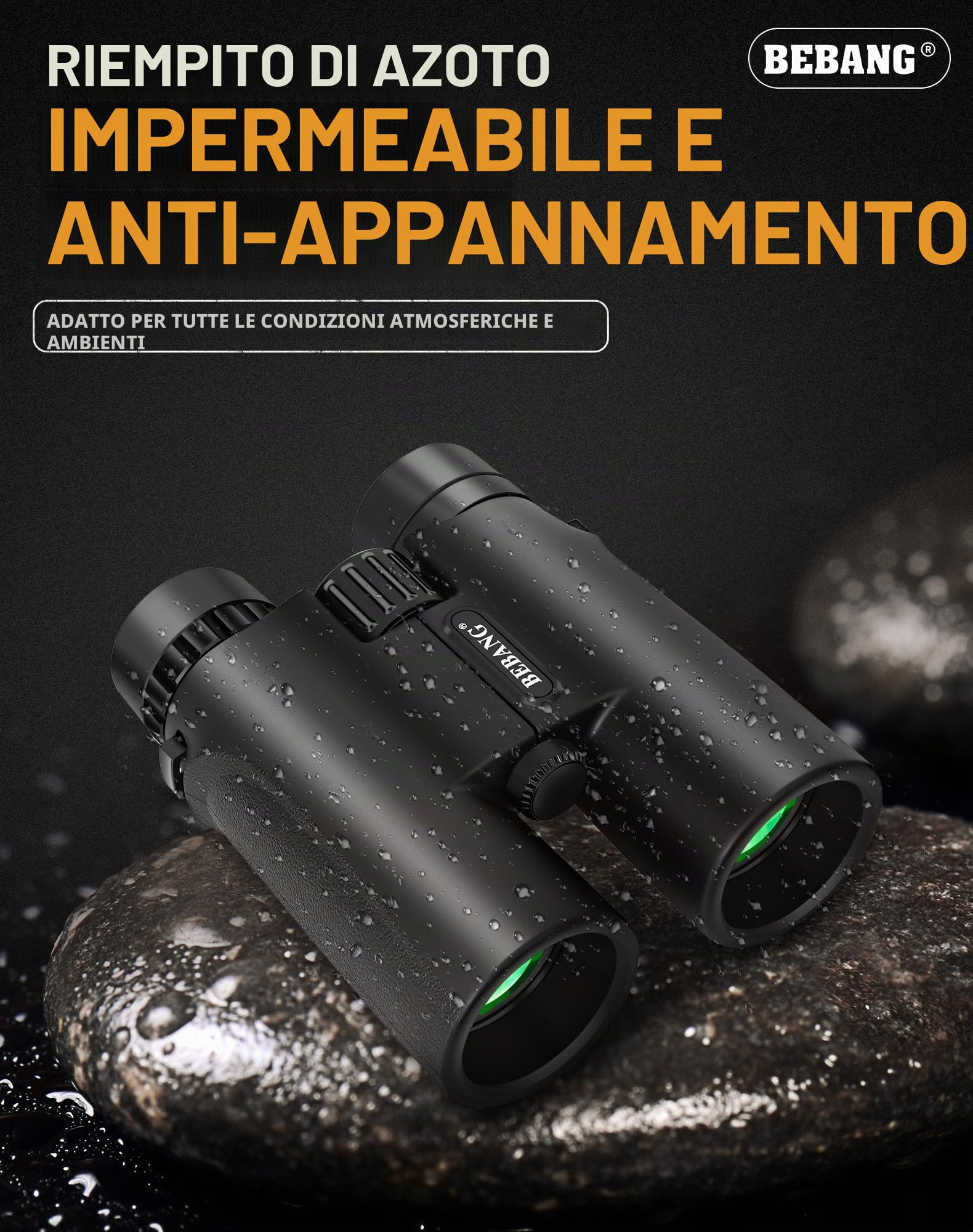 BEBANG Binocolo Professionale Potente 10x42: Prismi BAK4, Ottiche FMC | Riempito di azoto contro condensa e polvere, corpo gommato antiscivolo e antiurto, ampio campo visivo per birdwatching