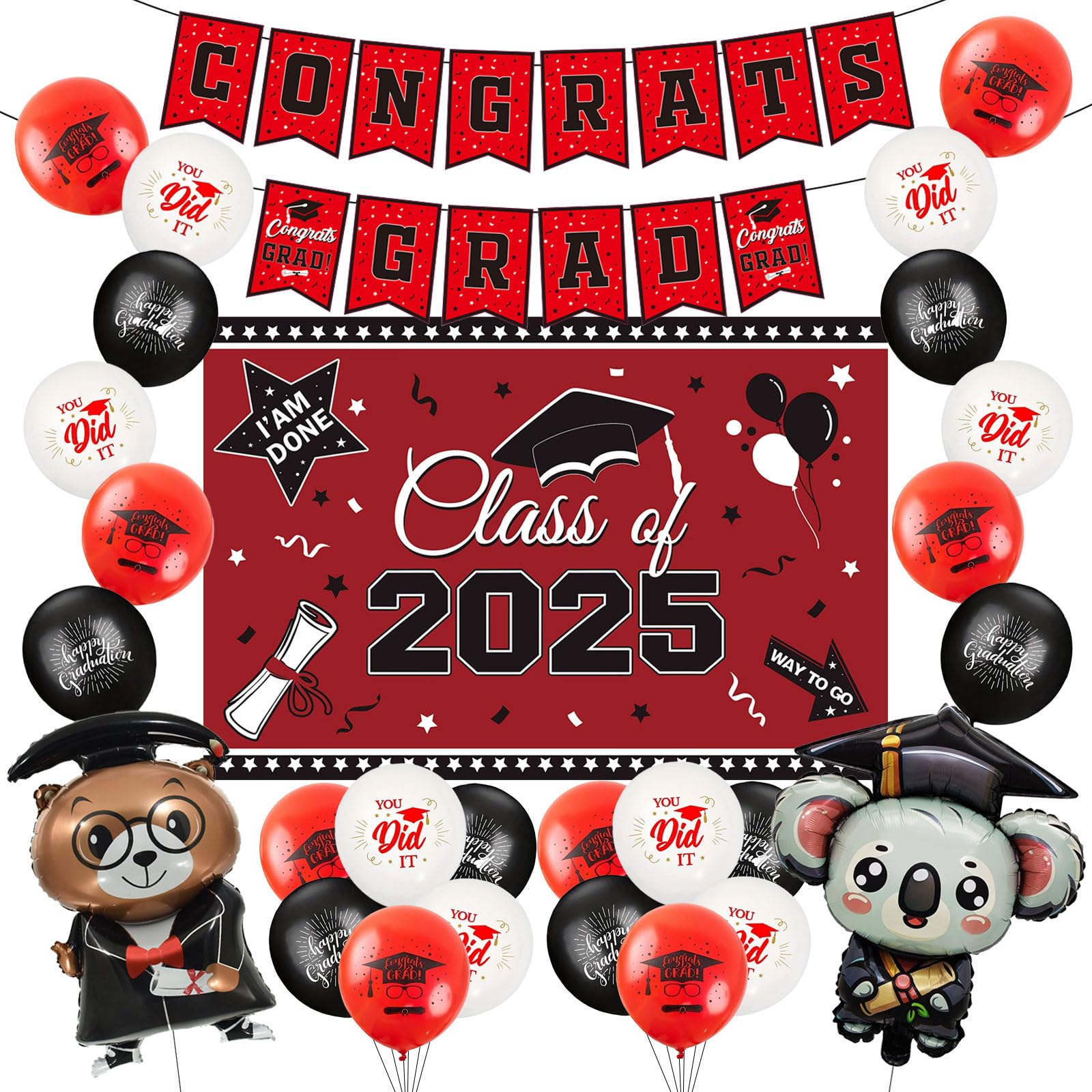 Snapklik.com : Graduation Decorations Class Of 2025 Red Themed - 2025 ...